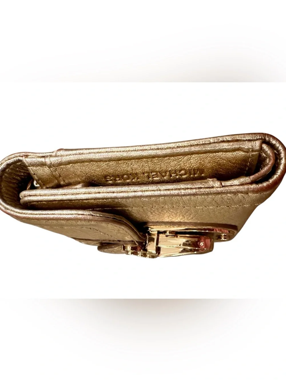 Michael Kors Gold Leather Charlton Compact Wallet